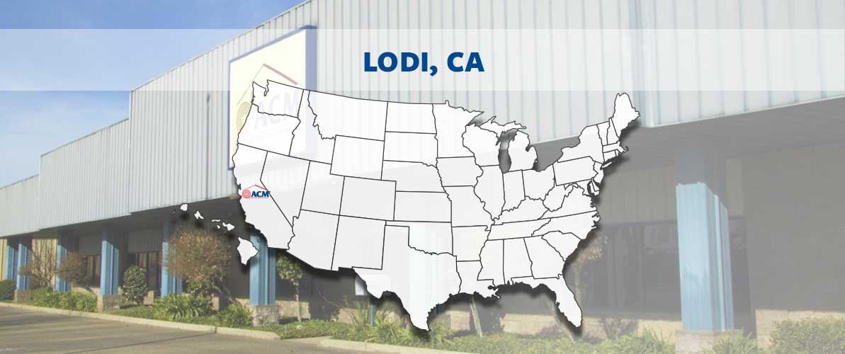 ACM Lodi, CA. U.S. region map and building